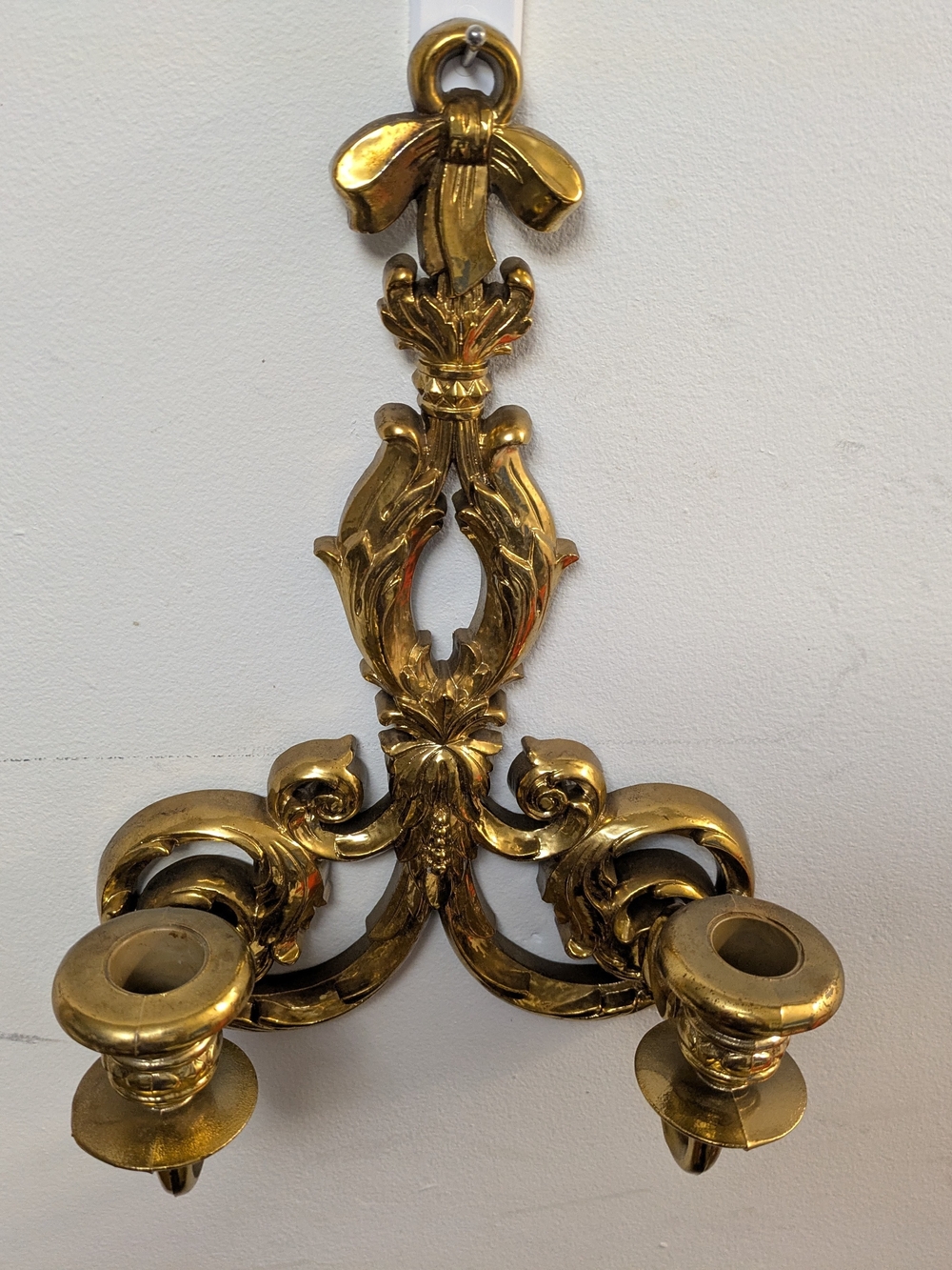 Decorative Gold Double Wall Sconce Candle Holder - Classic Metal Hook